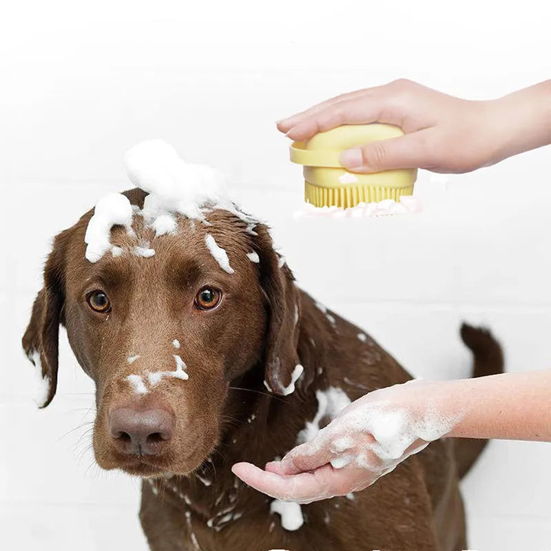 Pet Silicone Brush with Soap Dispenser - Joyful Paw Co 